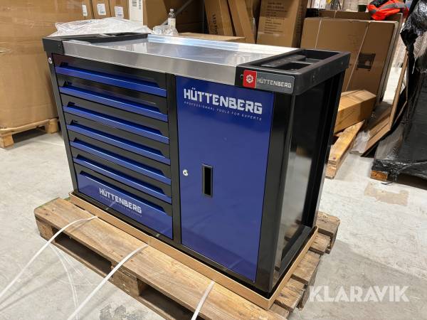 Ny JUMBO – XXL professionell verkstadsvagn med 7 lådor - komplett verktygssats Hüttenberg