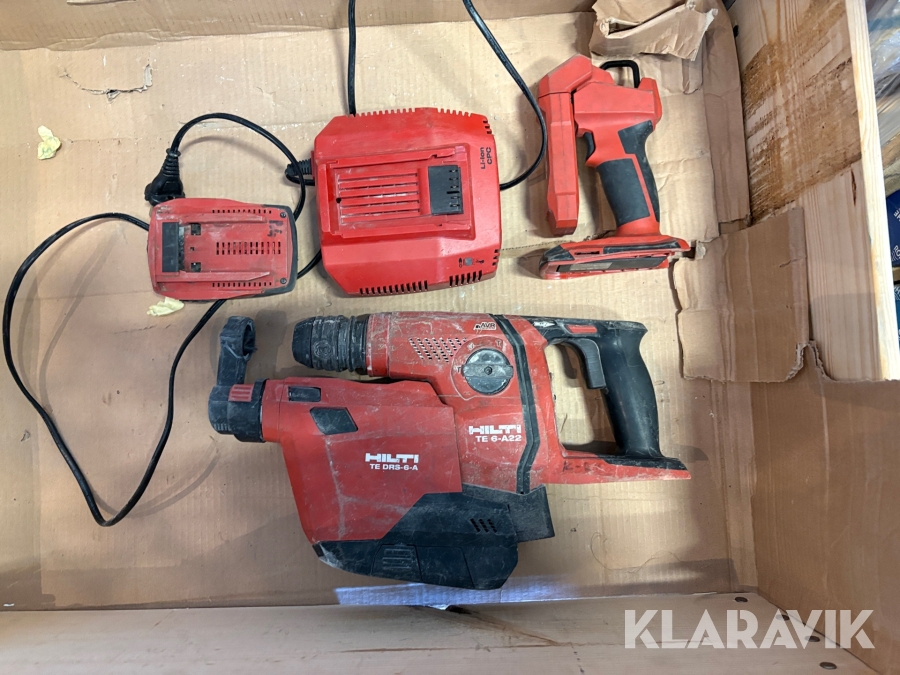 Slagborr med dammsugare Hilti TE-6A22 med ficklampa, batterier och laddare