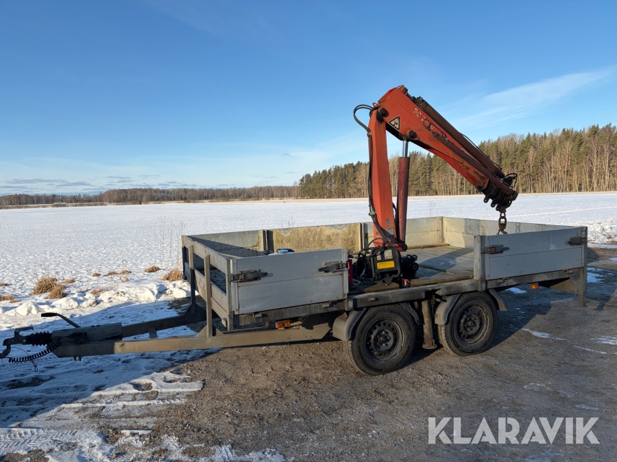 Personbilssläp med kran Norsesund Karosseri/Palfinger PC 3300B 3500 kg Radiostyrning