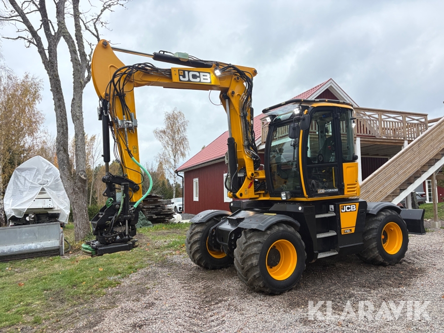 Grävmaskin JCB 110W hydradig med VM-kärra och redskap