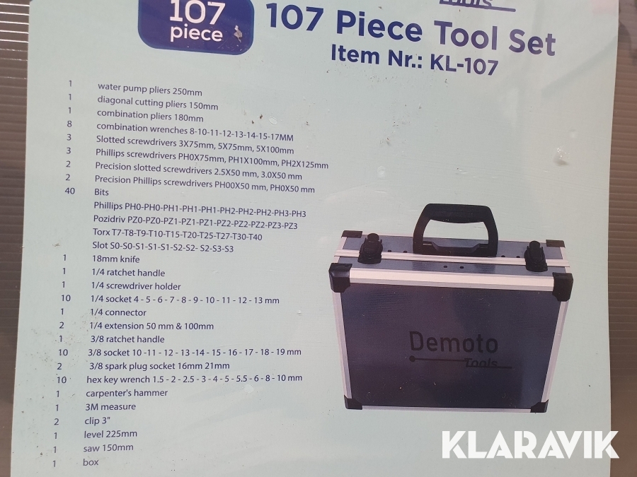 Verktygsväska med verktyg Demoto 107 delar