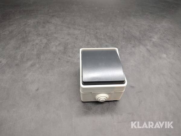 Strömbrytare Grunda 2-polig utanpåliggande grå/vit, 20 st
