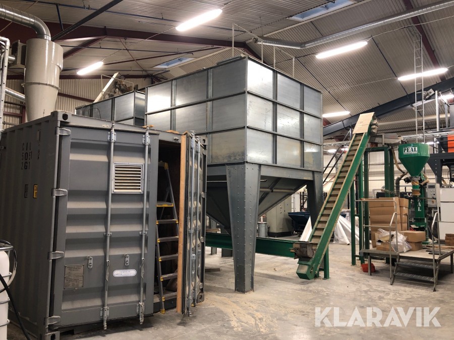 Komplett Pelletsmaskin / Pelletspress Biopress 450 med paketeringsanläggning, silosar och spånbehållare