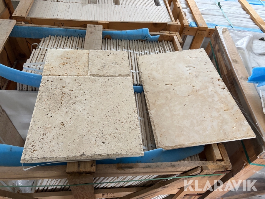 Plattor natursten Travertin Chiaro 61x40,5 cm fransk design ca 30 kvm