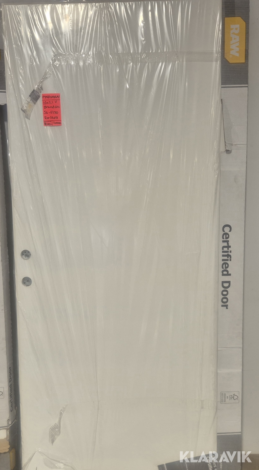 Branddörr 10x21, massivdörr S6 EI30/Rw38 dB, vänsterhängd