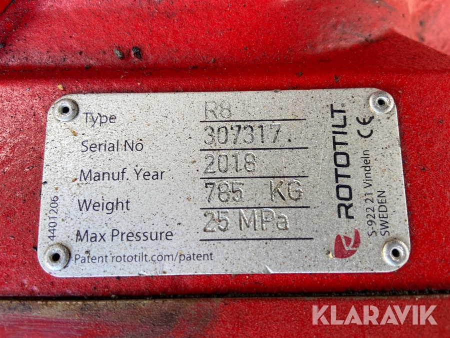 Tiltrotator Rototilt R8/S70/S70/ICSSL