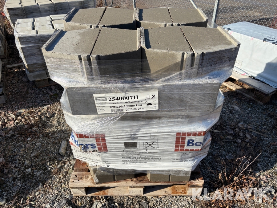 Mursten Benders Megastone 150 Rakhuggen grå 400 x 220 x 150 mm ca 4 pall ca 11 m2 x 150 mm ca 4 pall/11 m2