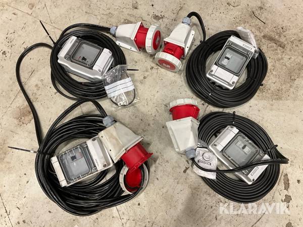 Elcentral med kabel och vägguttag