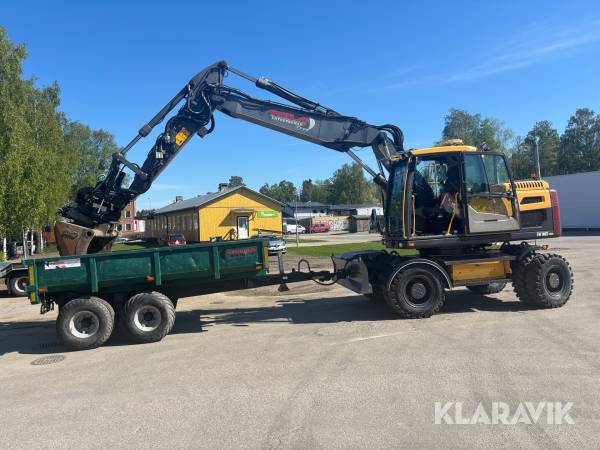 Hjulgrävare Volvo EW160D med rototilt, vagn och skopa