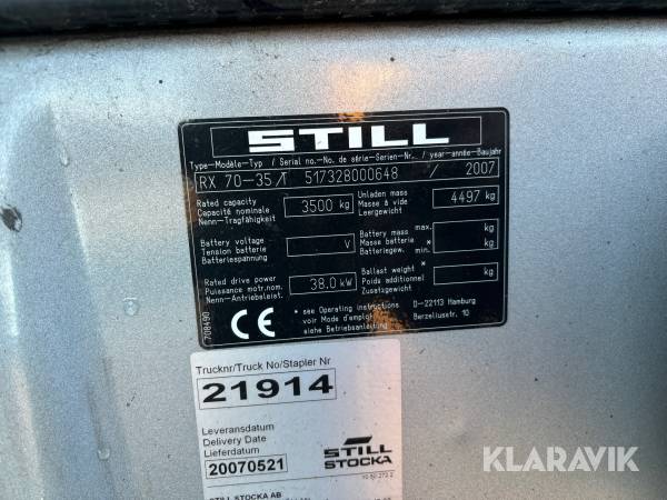 Gasoltruck Still RX70-35, Stockholm, Klaravik auktioner