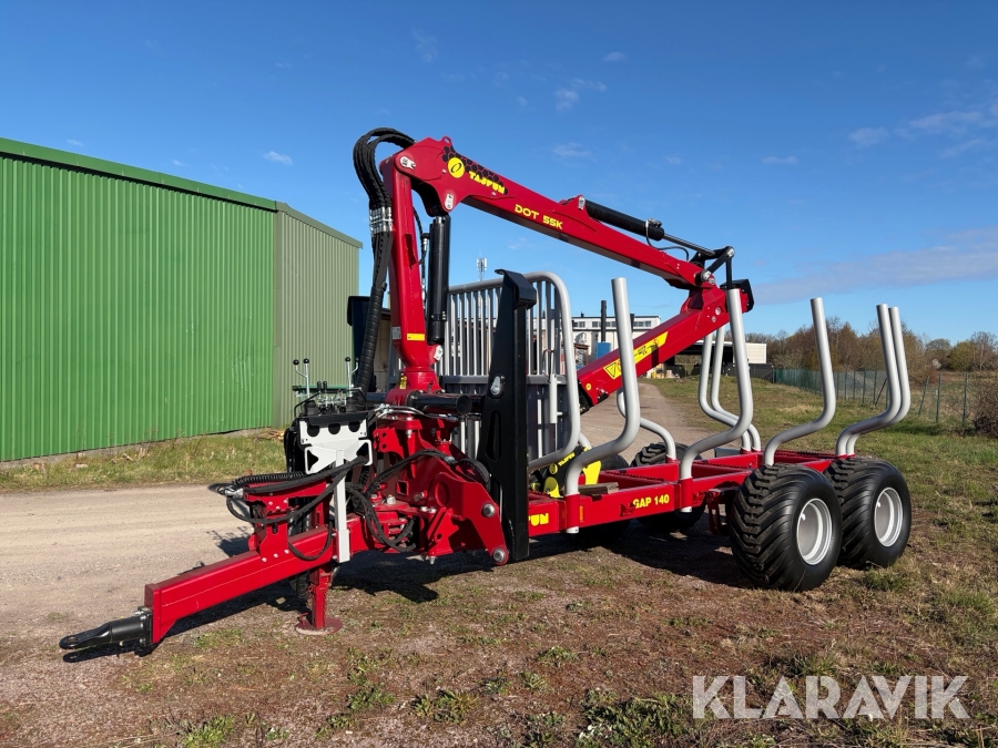 Skogsvagn Tajfun GAP 140 med kran DOT 55K