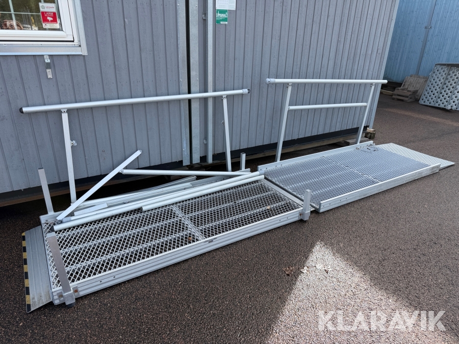 Landgångar med räcke på en sida aluminium