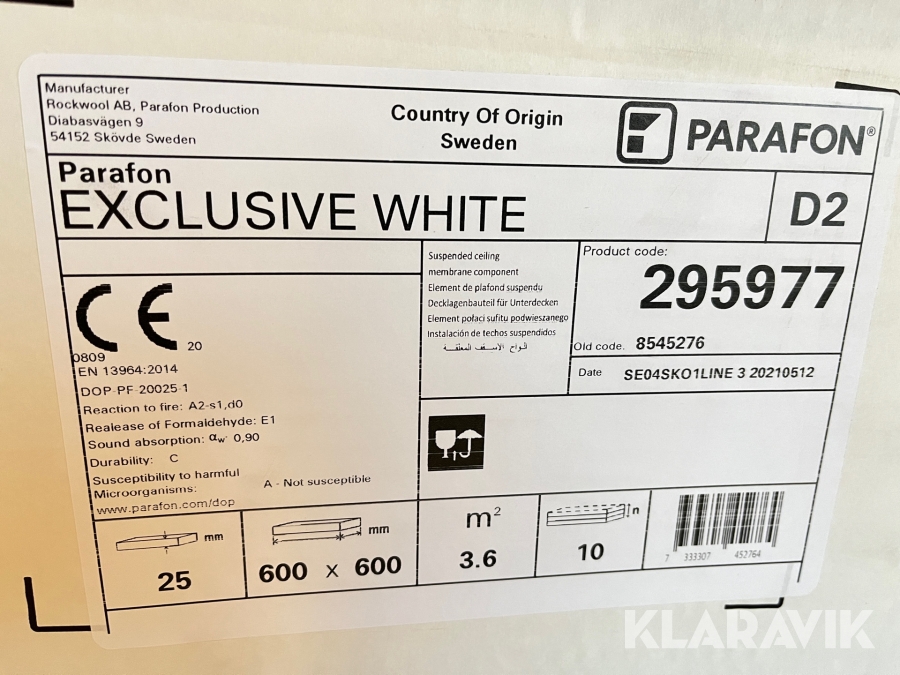 Akustikskiva Parafon Exclusive white, Hörby, Klaravik auktio