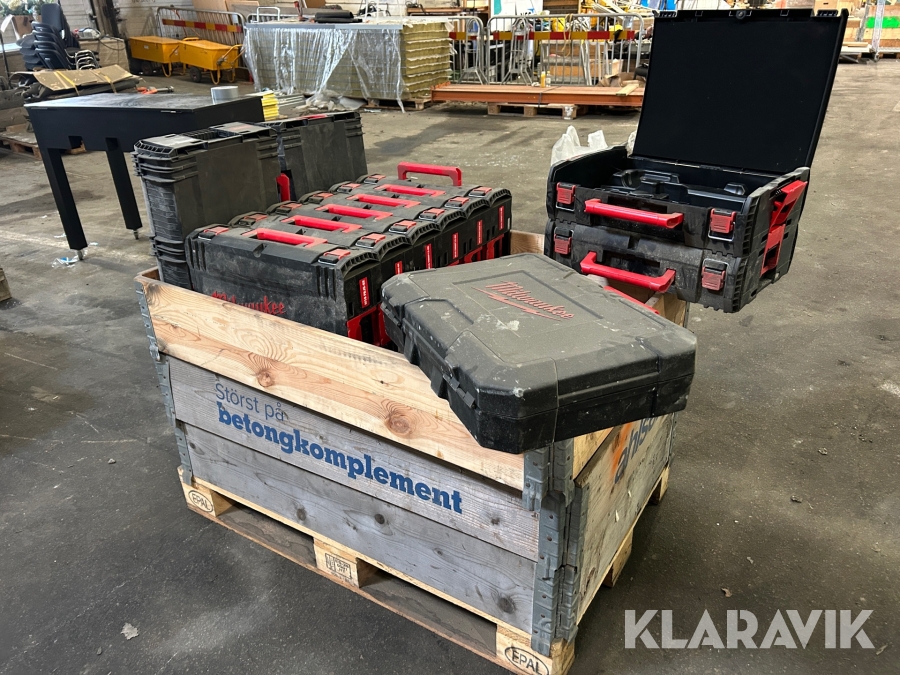 Tomma lådor till byggmaskiner Milwaukee