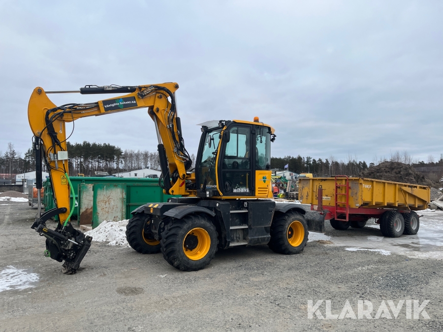 Hjulgrävare JCB Hydradig HD110WT 4F med vagn & redskap
