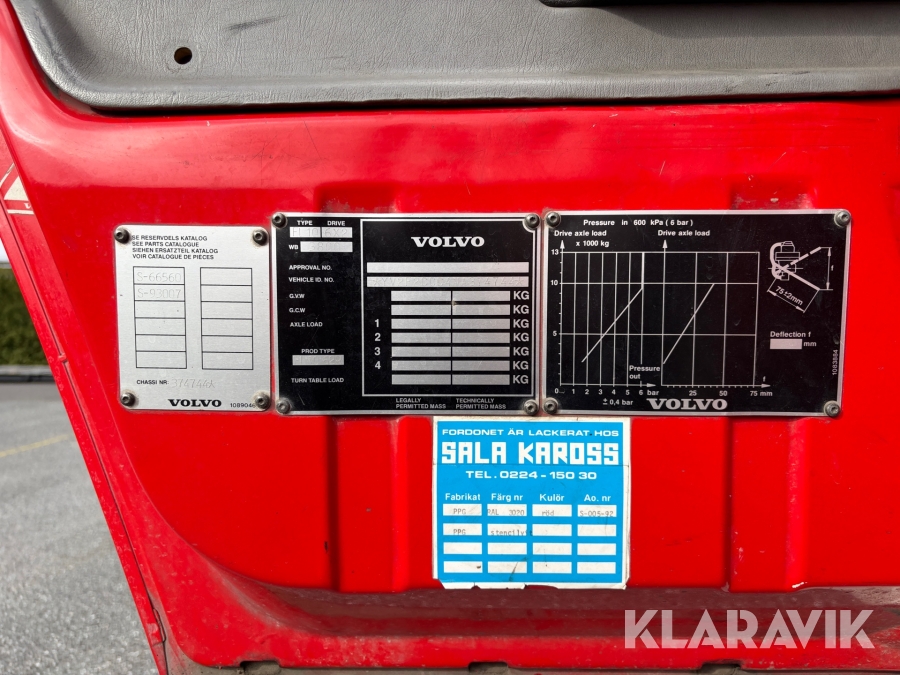 Brandbil/Tankbil Volvo FL10 6x2 318 hk med 9 m3 vattentank