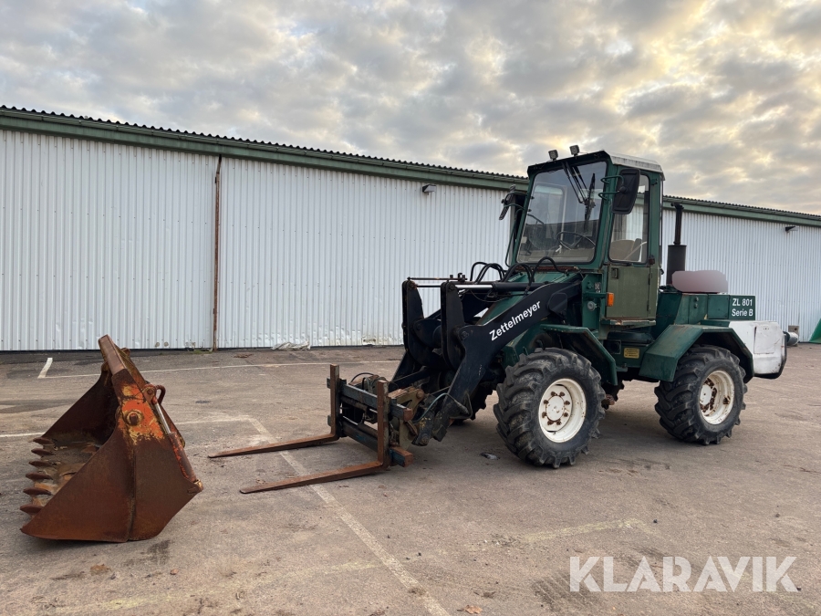 Hjullastare Zettelmeyer ZL 801 med skopa & gafflar