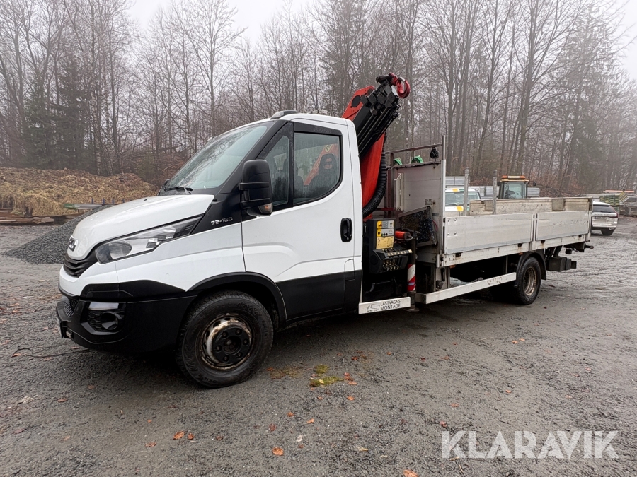 Kranbil Iveco Daily 72-180 med Palfinger kran och bakgavellyft, 7.2ton