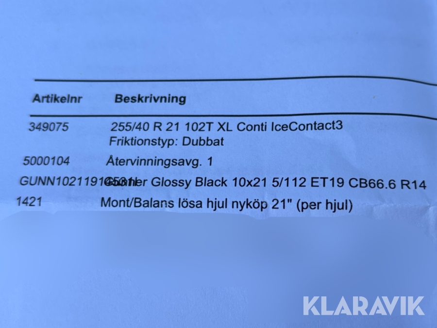 Dubbdäck på fälg Continental IceContact 3 255/40R21 4st till Audi RS6