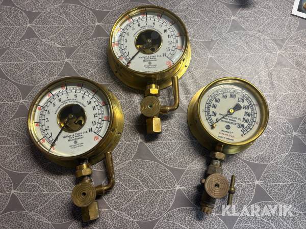 Manometer 3 st Mather & Platt Vintage