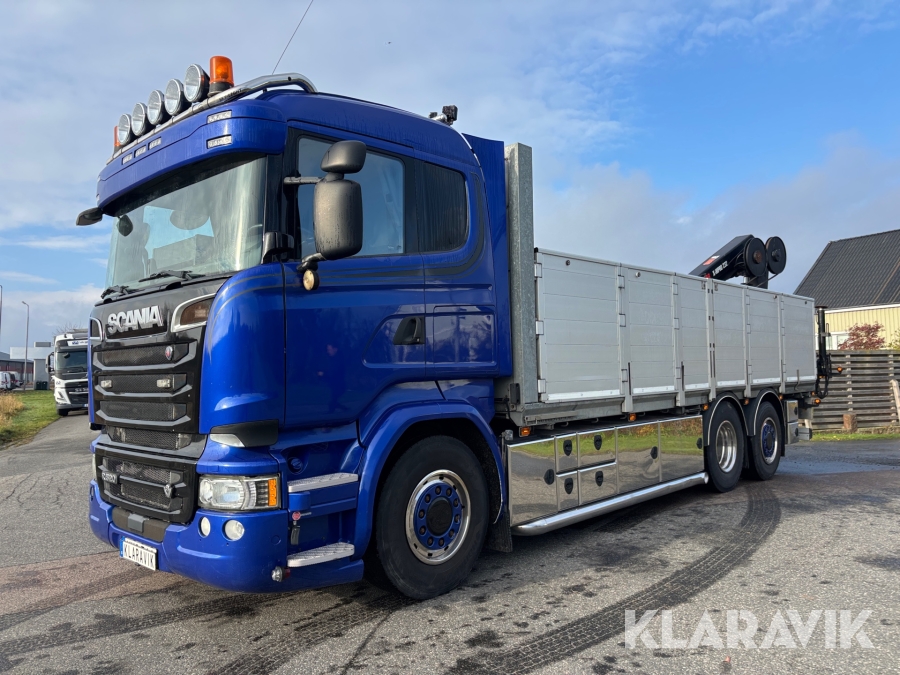 Kranbil Scania R520, V8 Brädgårdsbil