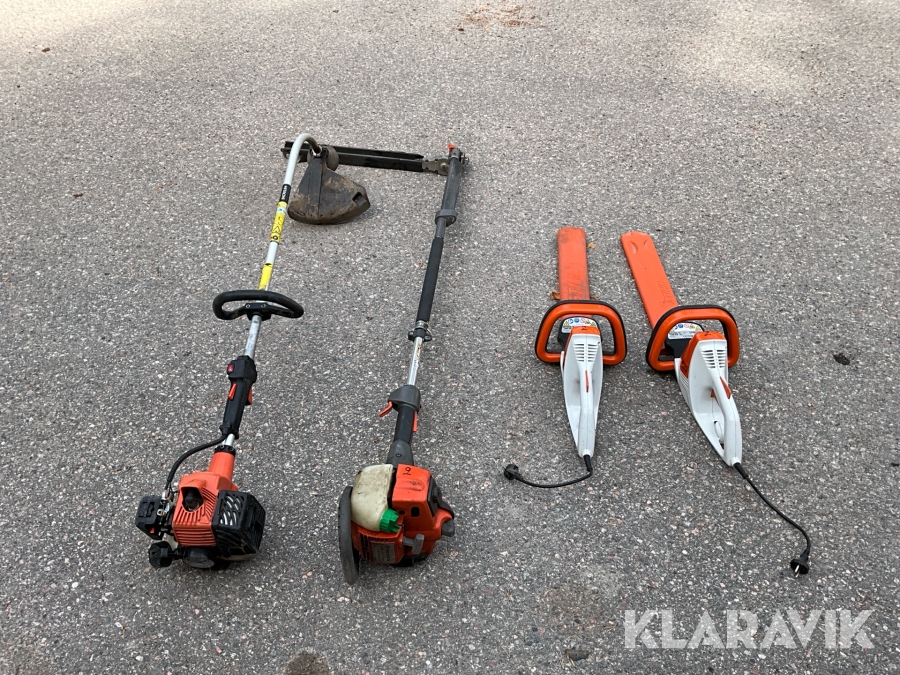 Parti med trädgårdsmaskiner Husqvarna Mfl
