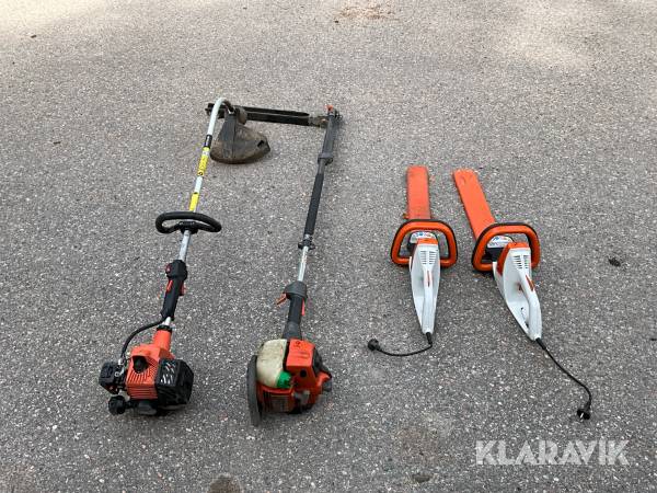 Parti med trädgårdsmaskiner Husqvarna Mfl