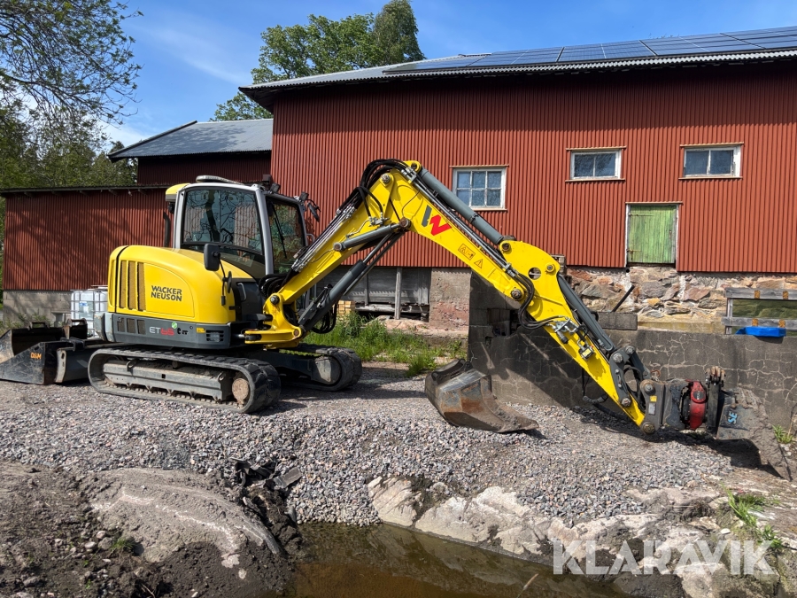 Grävmaskin Wacker Neuson ET65 med rototilt , 3 skopor samt knäckbom