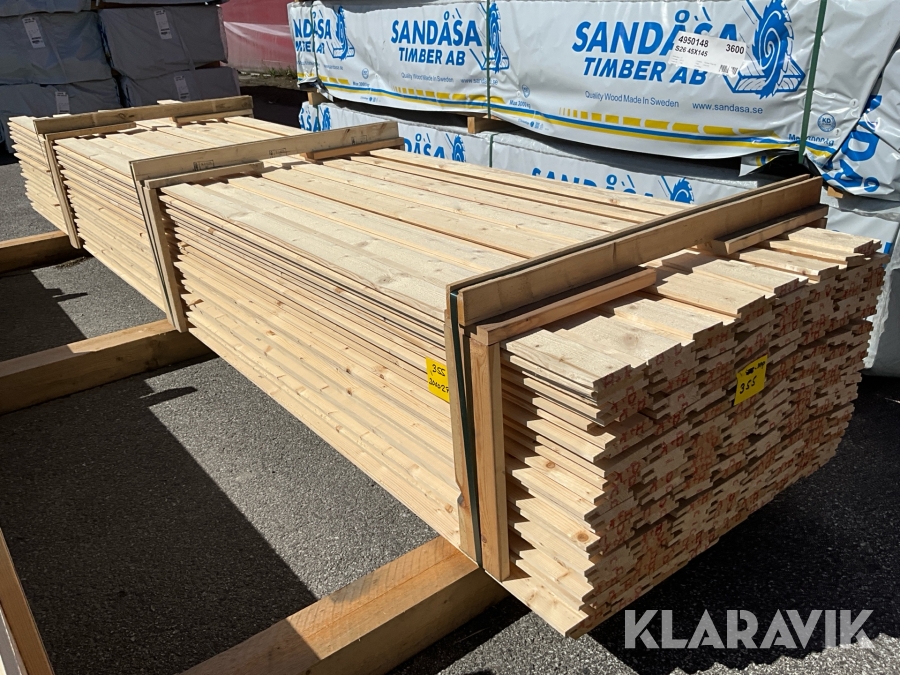 Virkespaket panel gran finsågad yta 22x120 781löpmeter