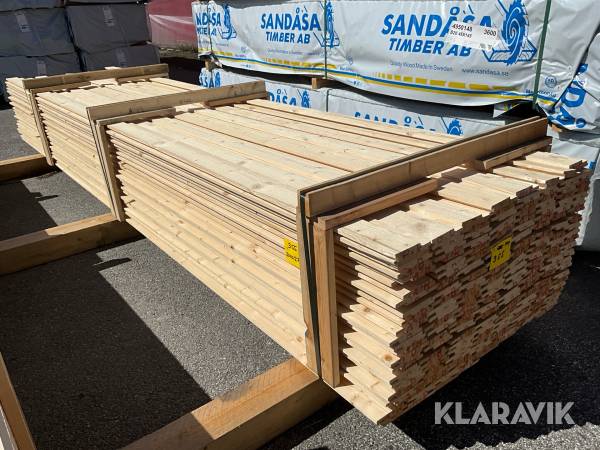 Virkespaket panel gran finsågad yta 22x120 781löpmeter