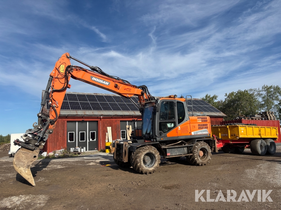 Grävmaskin Doosan DX140W med Oilquick