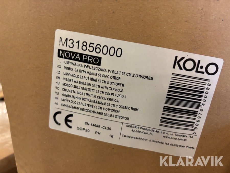 Pall med nya handfat Kolo Nova PRO, Mjölby, Klaravik auktion