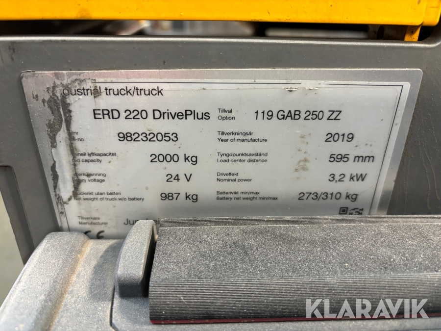 Truck Jungheinrich ERD220, Stockholm, Klaravik auktioner