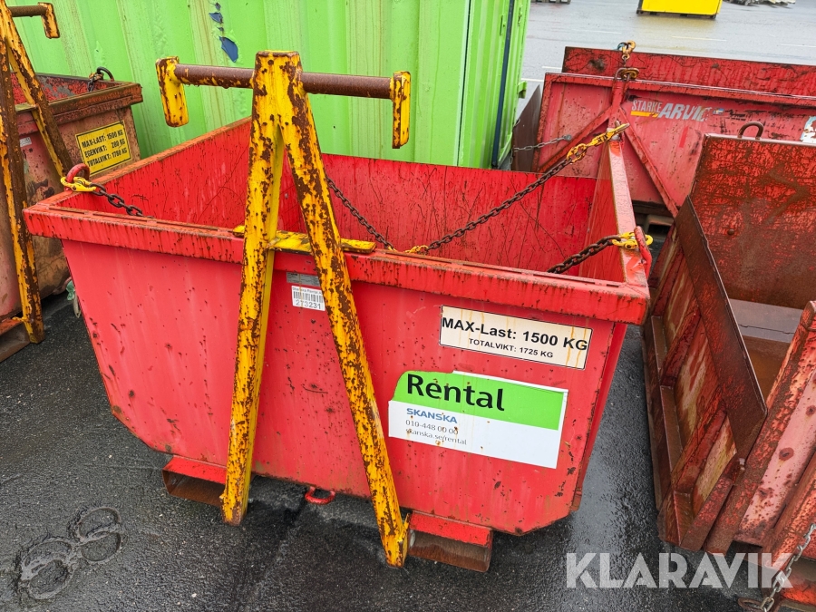 Materialbask Starke Arvid 1500 Kg / 1000 Liter kedjetömmande med kroktorn