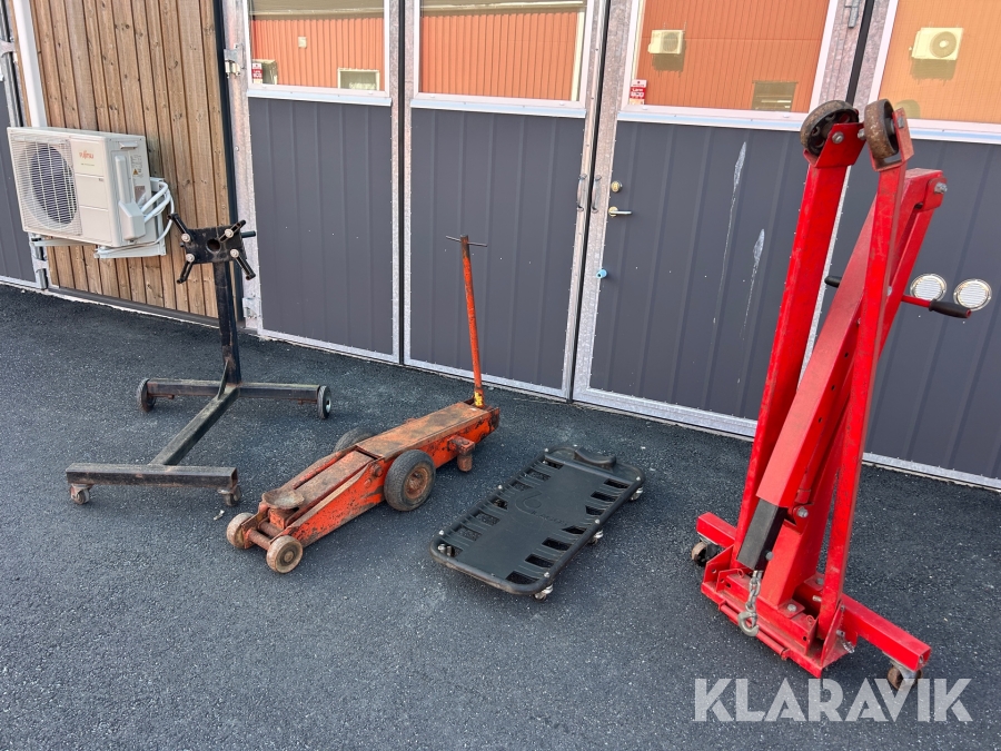 Domkraft, motorlyft, motorstativ & liggbräda