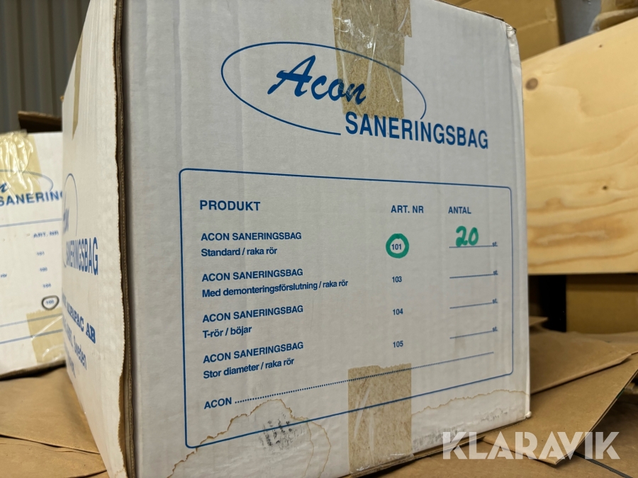 Saneringspåsar Asbest Alfapac Acon 3 lådor