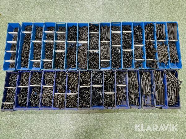 Diverse insexskruv sorterade i olika dimensioner och längder