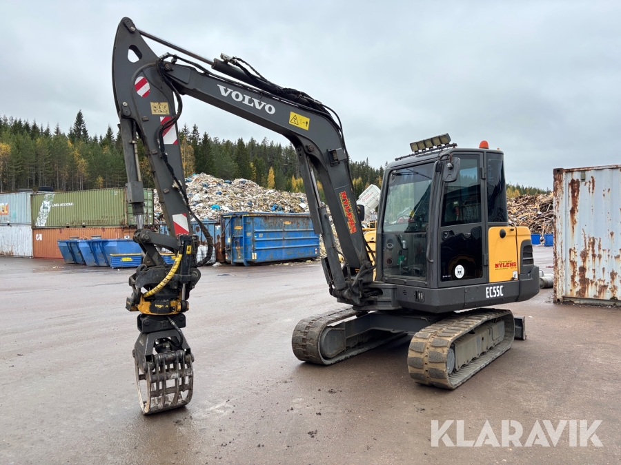Grävmaskin Volvo EC55C med tiltrotator & grip