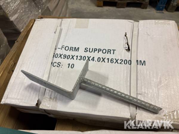Stolpsko för ingjutning L-Form 60x90x130x4.0x16x200mm 50st