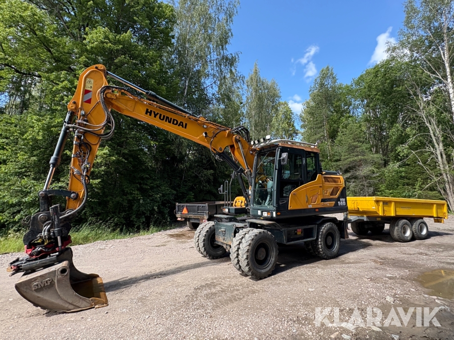 Grävmaskin Hyundai HW140 med GPS, tippvagn och 4 redskap