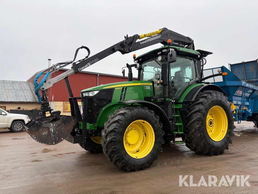 Traktor John Deere 7290R med kran
