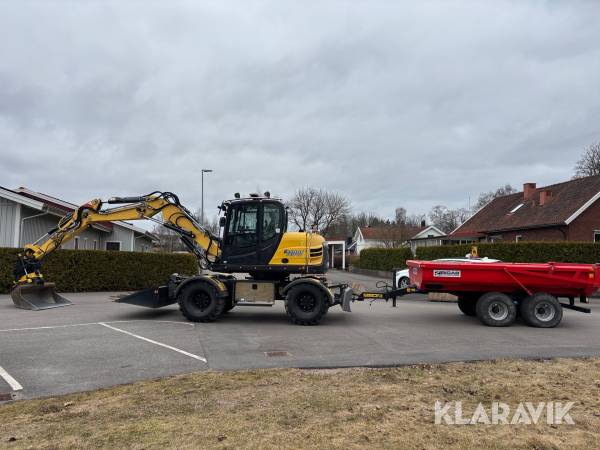 Grävmaskin Yanmar B110W med kärra tiltrotator och skopor
