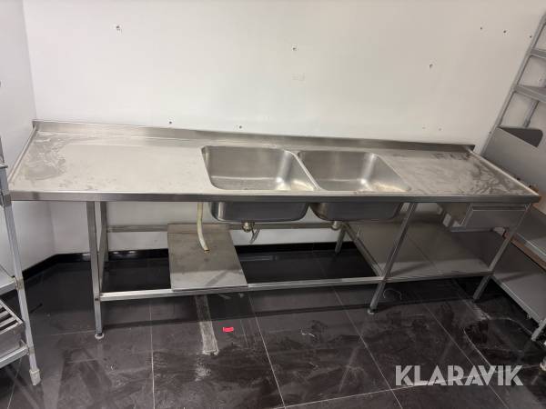 Rostfri diskbänk med dubbla hoar