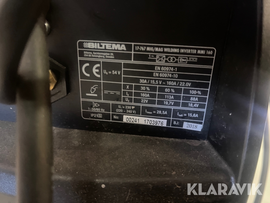 MIG/MAG svets Biltema Welding inverter mmi 160
