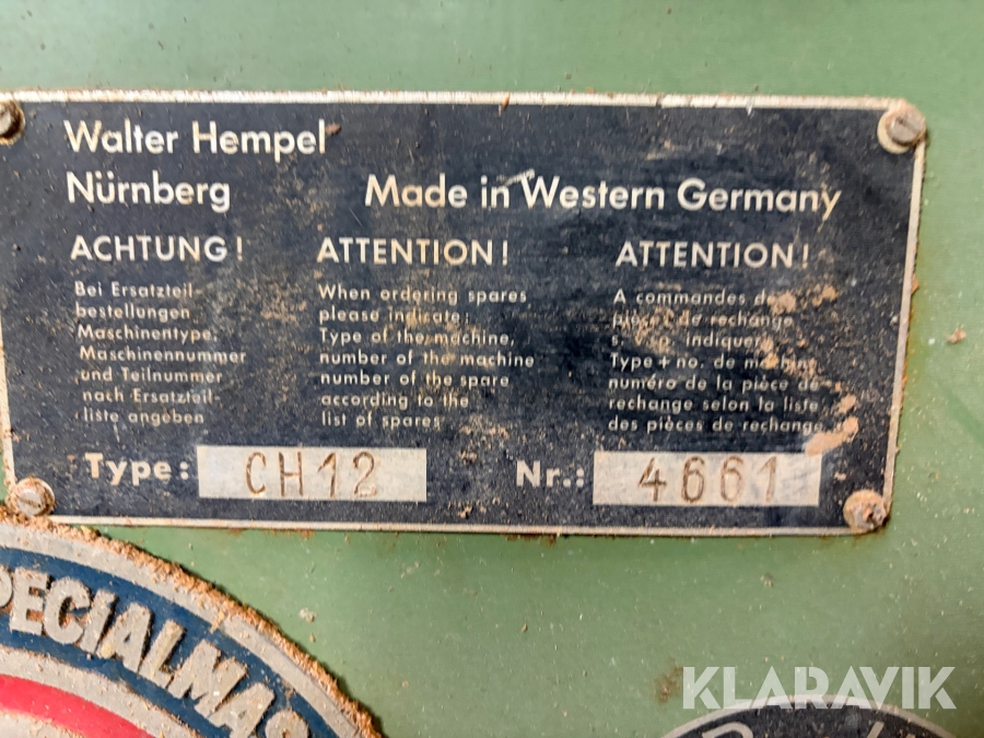 Trä kopieringssvarv Walter Hempel CH12