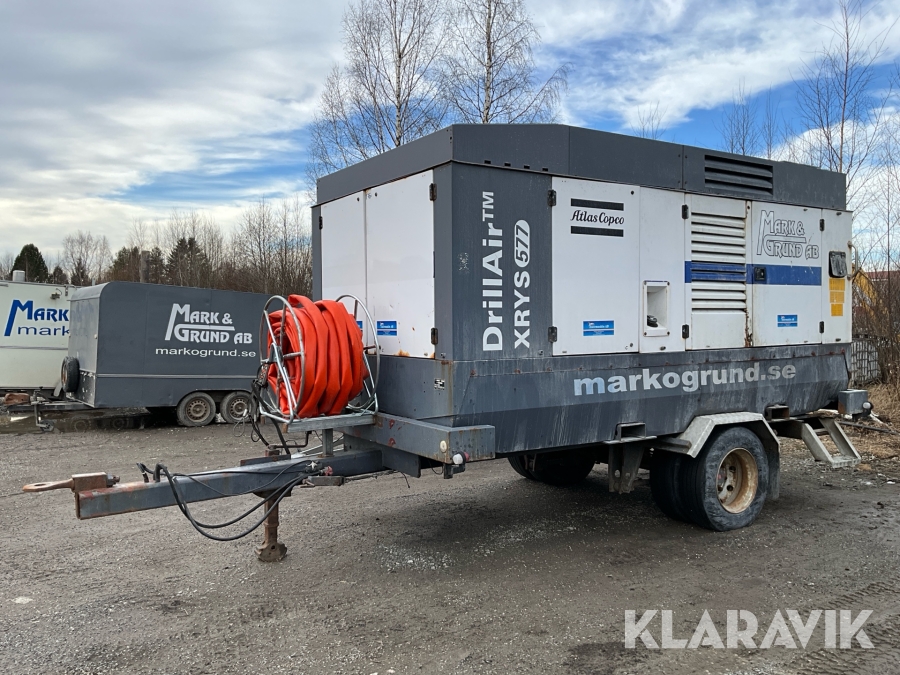 Kompressor Atlas Copco Drill Air XRYS 577 med vagn