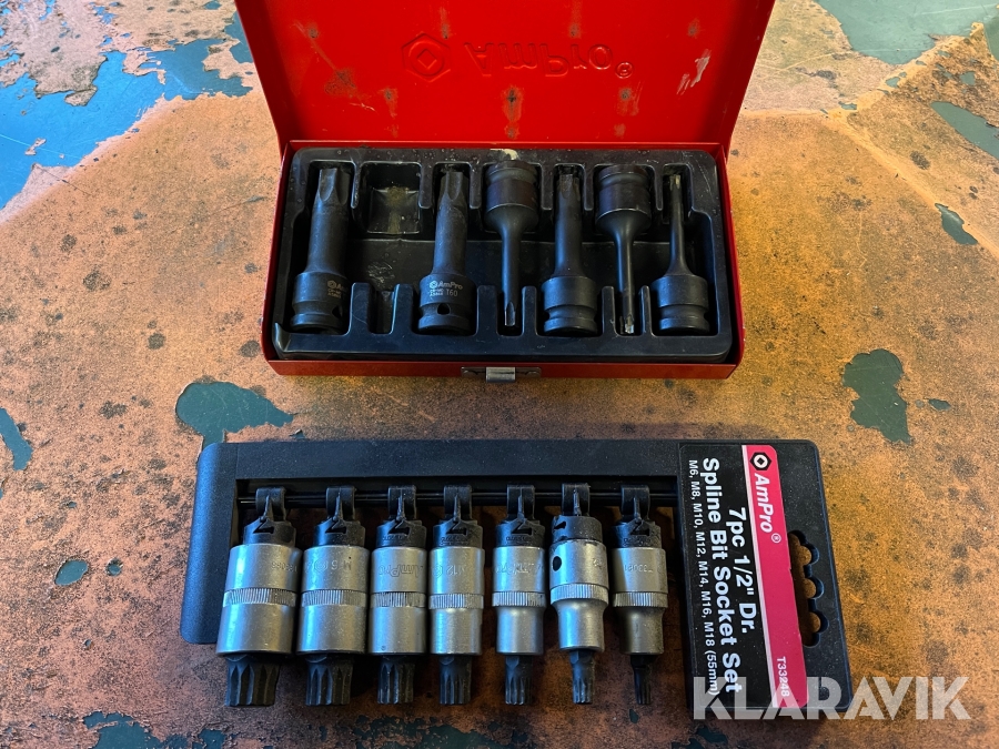Krafthylssats för insex-& splinebits AmPro