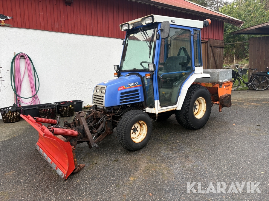 Traktor Iseki 321 med plog och spridare