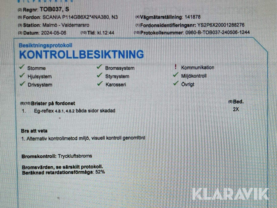 Billift Scania P114GB6X2, Malmö, Klaravik auktioner