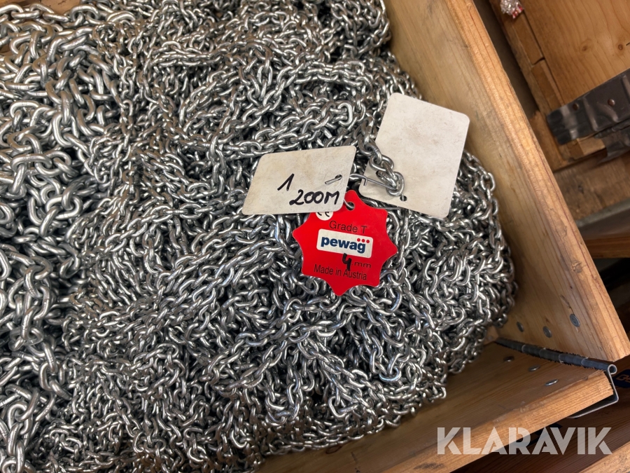 Telferkätting 4x12 mm Pewag Grade T 200 meter